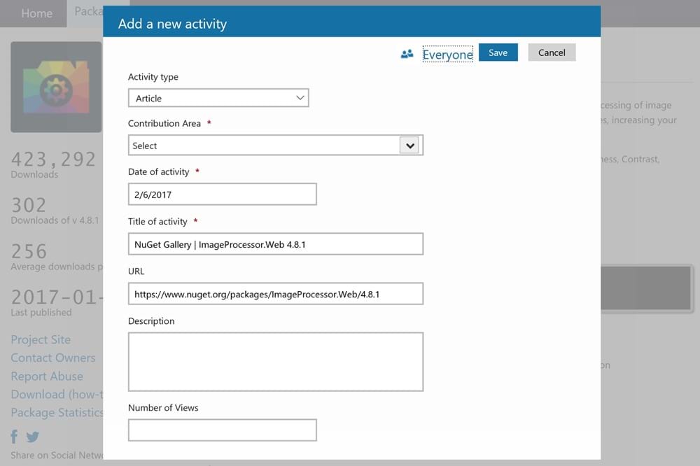 MVP Submit Activity Modal